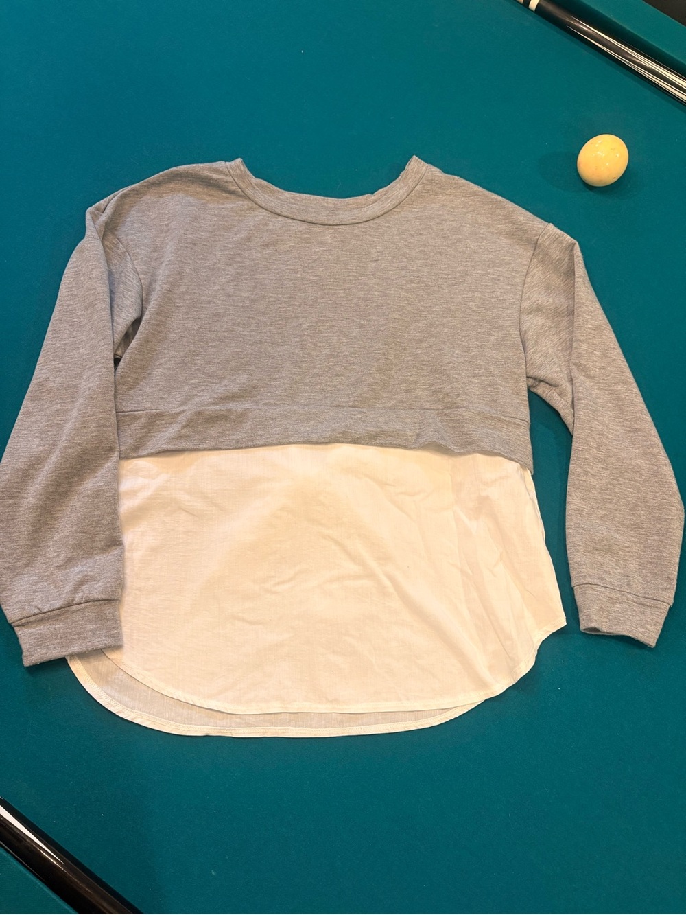 Two-Tone Gray and White Mixed Media Tie Back Top